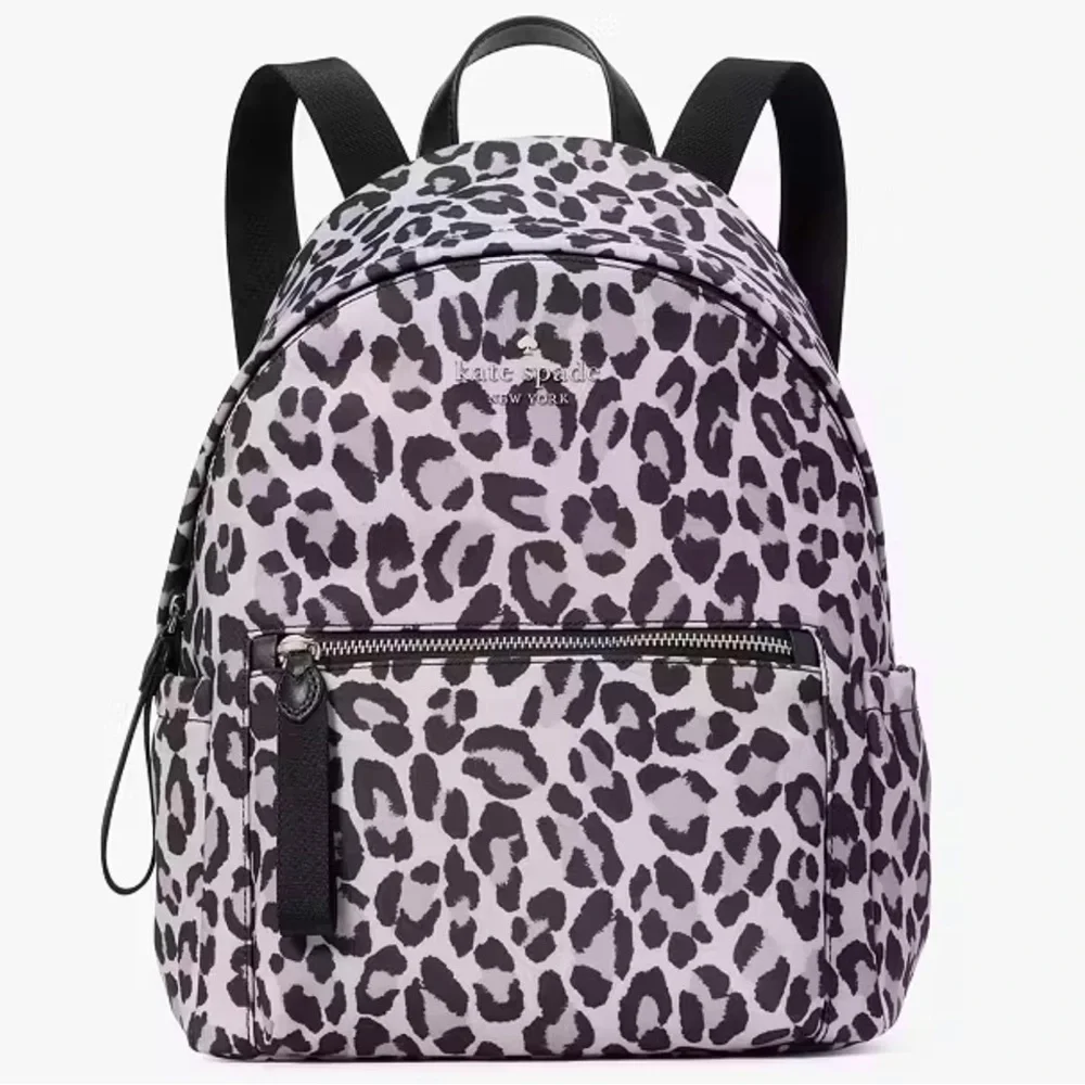 Kate Spade Chelsea Spotted Leopard Medium Backpack Violet Mist NWT